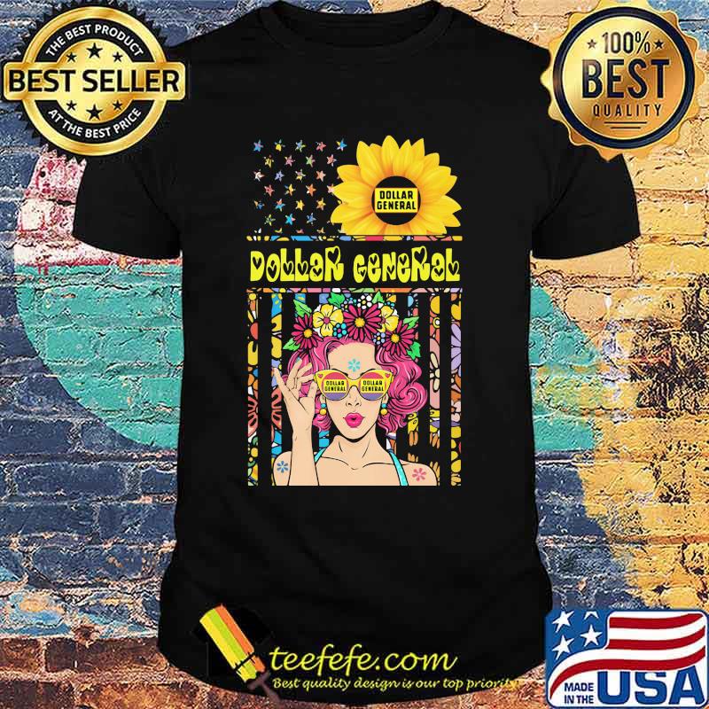 Woman sunflower dollar general american flag independence day shirt