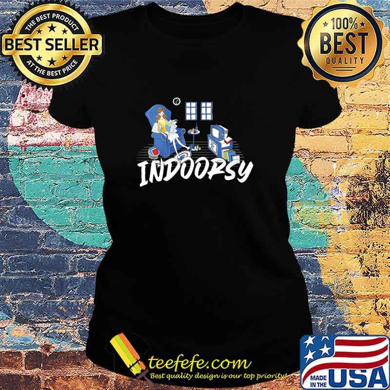 Womens Indoorsy reading and watching TV V-Neck T-Shirt Copy Ladies tee Womens Indoorsy reading and watching TV V-Neck T-Shirt Copy Ladies tee