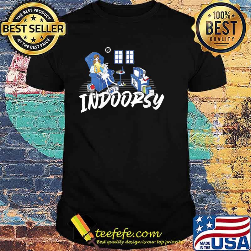 Womens Indoorsy reading and watching TV V-Neck T-Shirt Copy