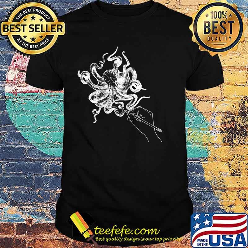 Womens Octopus hand drawing sketch graphic V-Neck T-Shirt Copy Womens Octopus hand drawing sketch graphic V-Neck T-Shirt Copy