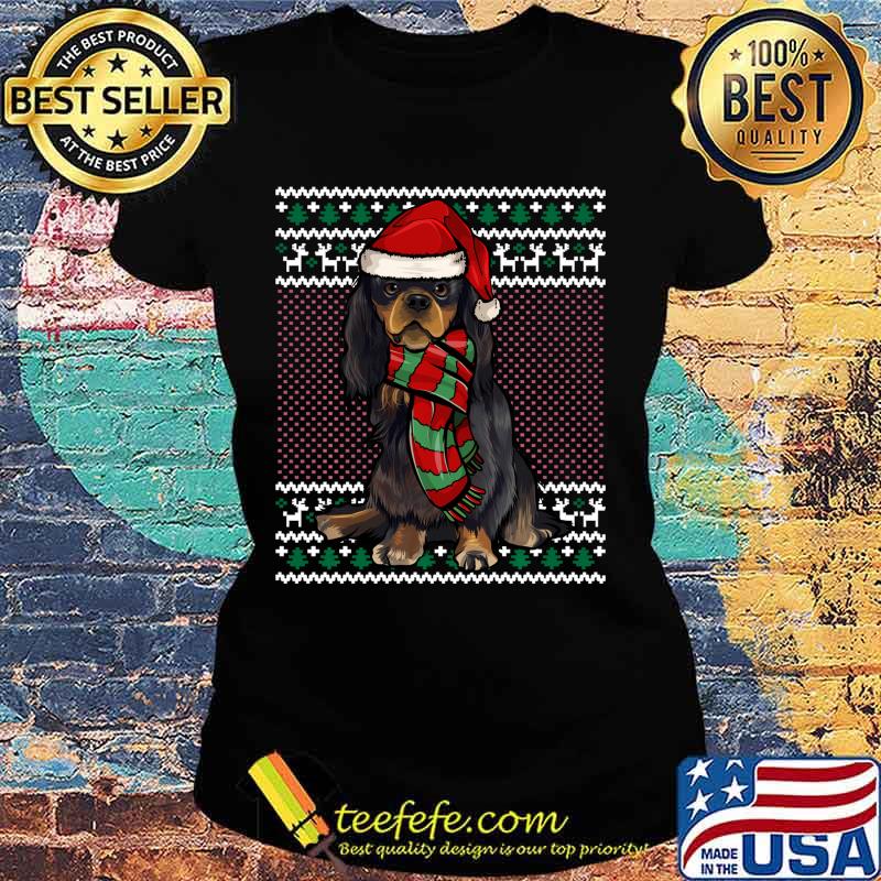 Xmas English Toy Spaniel Dog Santa Hat Ugly Christmas Sweats Ladies tee Xmas English Toy Spaniel Dog Santa Hat Ugly Christmas Sweats Ladies tee
