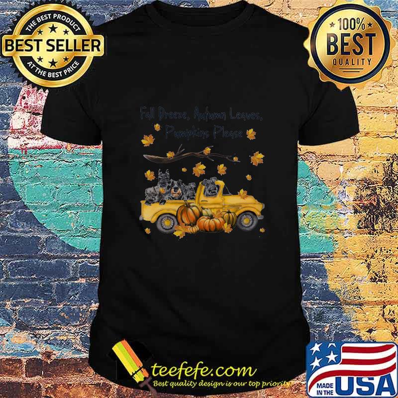 Yorkie dog fall breeze autumn leaves pumpkins please shirt