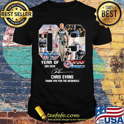 09 year of 2011 2020 captain america chris evans thank for the memories signatures shirt