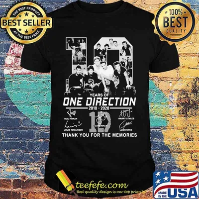 10 years of one direction 2010 2020 thank for the memories signatures shirt