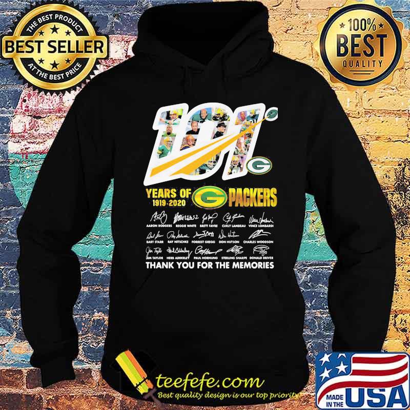 101 years of 1919 2020 green bay packers thank for the memories signatures s Hoodie 101 years of 1919 2020 green bay packers thank for the memories signatures s Hoodie