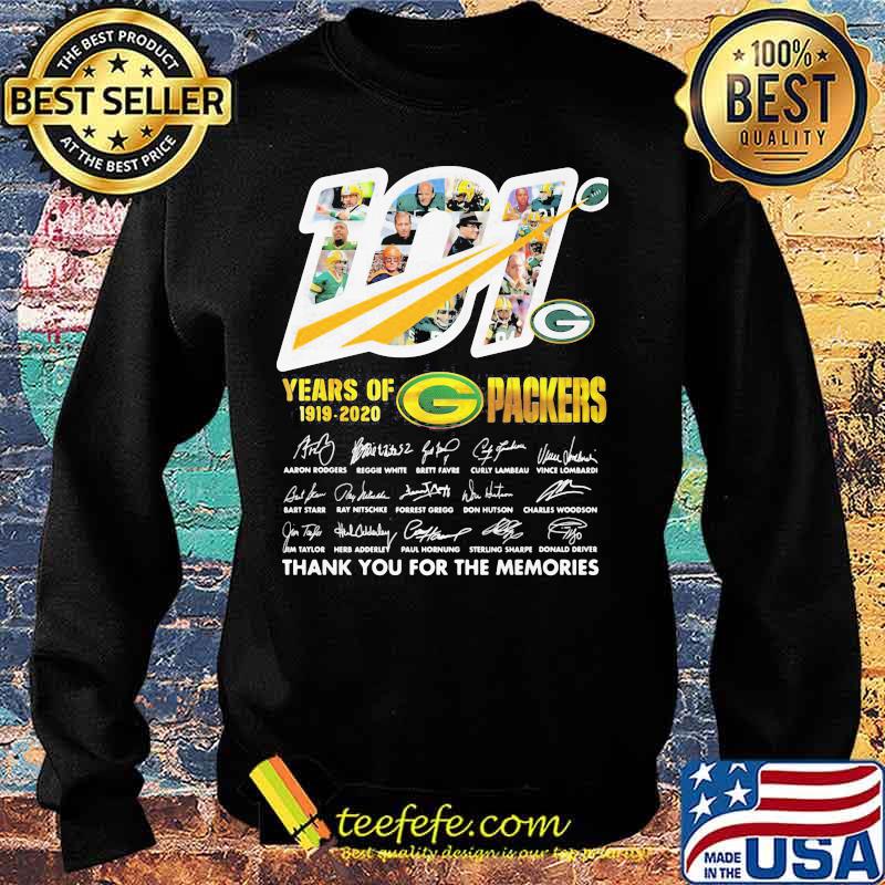 101 years of 1919 2020 green bay packers thank for the memories signatures s Sweater 101 years of 1919 2020 green bay packers thank for the memories signatures s Sweater