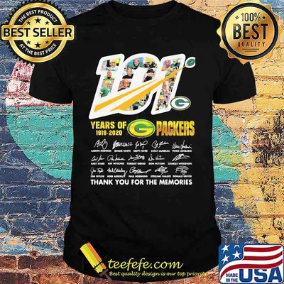 101 years of 1919 2020 green bay packers  thank for the memories signatures shirt