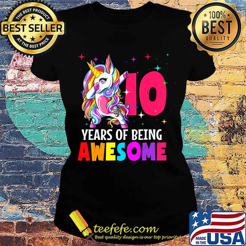 10th Birthday Dabbing Unicorn Party Gift 10 Years Old Girls T-Shirt Ladies tee 10th Birthday Dabbing Unicorn Party Gift 10 Years Old Girls T-Shirt Ladies tee