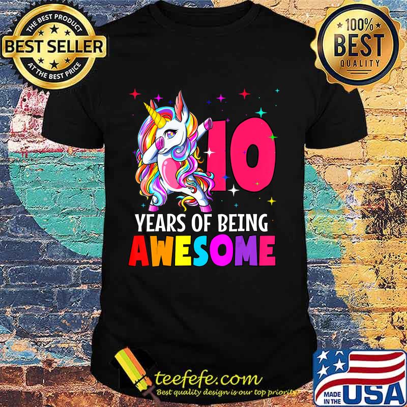 10th Birthday Dabbing Unicorn Party Gift 10 Years Old Girls T-Shirt