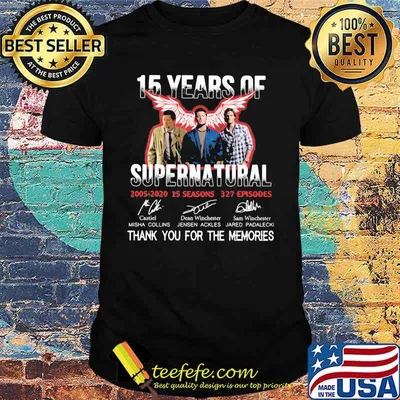 15 years of supernatural 2005 2020 15 seasons 327 episodes thank for the memories signatures shirt