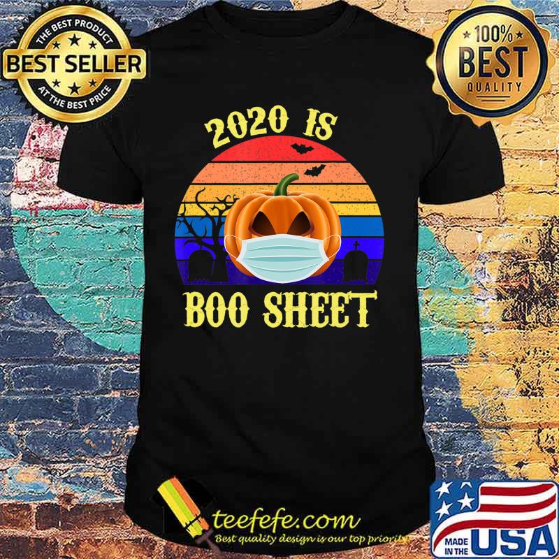 2020 Is Boo Sheet Retro Halloween Pumpkin Wearing A Mask T-Shirt
