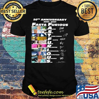 20th anniversary 2001 2021 fast and furious characters signatures shirt
