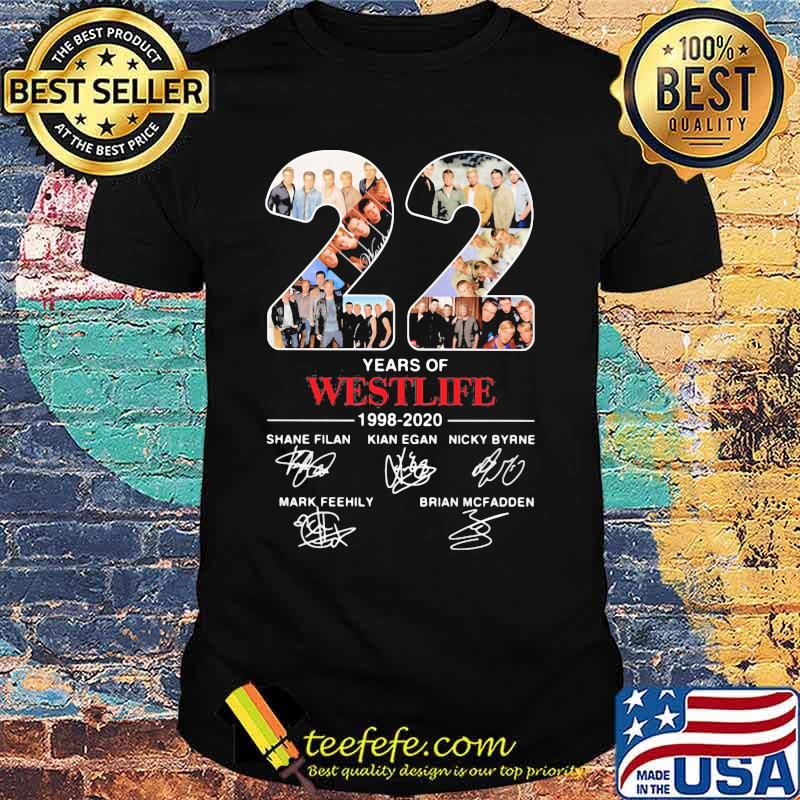 22 years of westlife 1998 2020 signatures shirt
