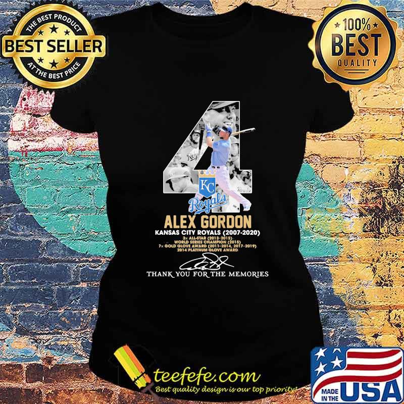 4 alex gordon kansas city royals 2007 2020 thank for the memories signatures s Ladies tee 4 alex gordon kansas city royals 2007 2020 thank for the memories signatures s Ladies tee