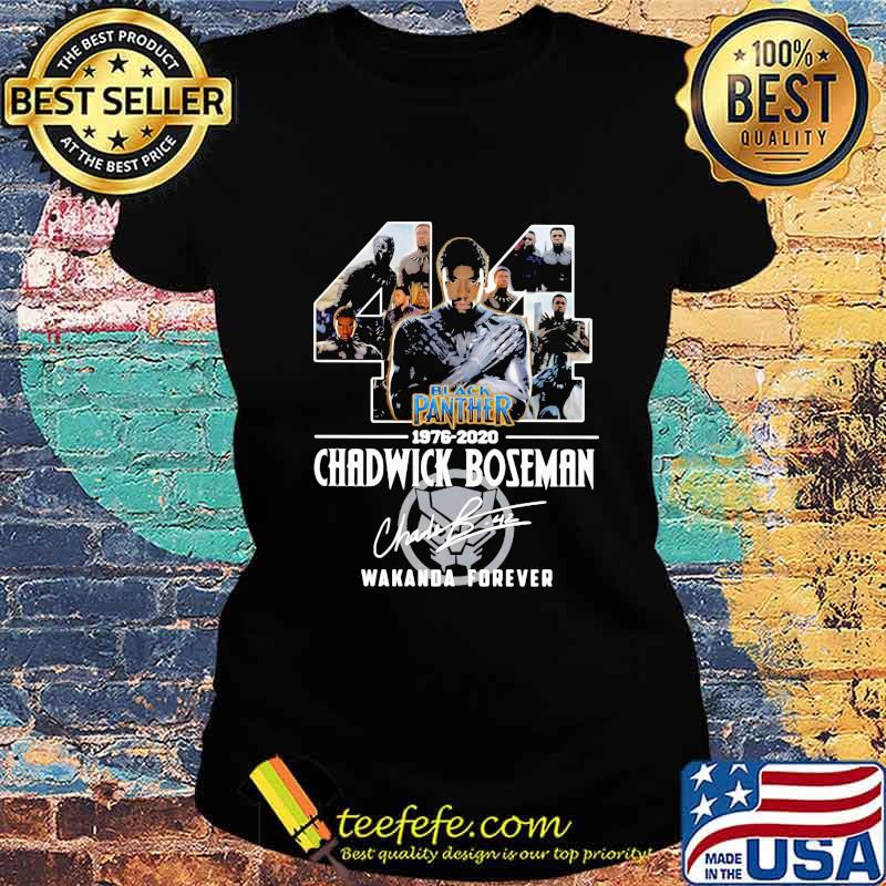 44 black panther 1976 2020 rip chadwick wakanda forever signature s Ladies tee 44 black panther 1976 2020 rip chadwick wakanda forever signature s Ladies tee