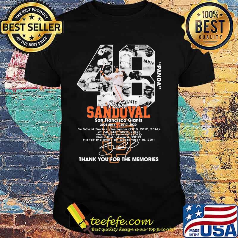 48 panda pablo sandoval san francisco giants thank you for the memories signatures shirt