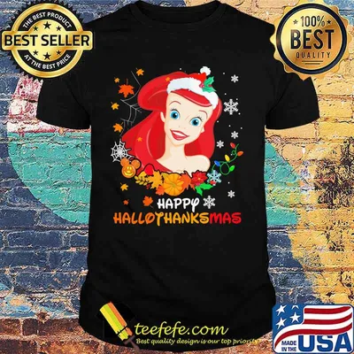 Ariel happy hallothanksmas halloween thanksgiving christmas shirt