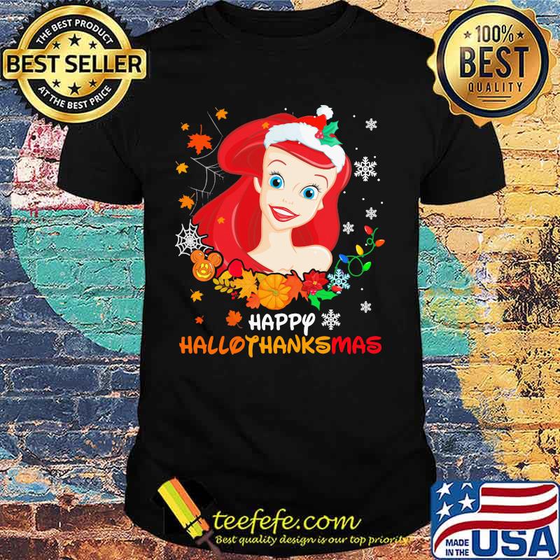 Ariel happy hallothanksmas halloween thanksgiving christmas shirt Ariel happy hallothanksmas halloween thanksgiving christmas shirt