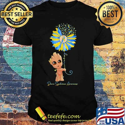 Baby groot sunflower down syndrome awareness shirt