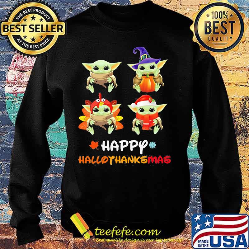 Baby yoda happy hallothanksmas halloween thanksgiving christmas s Sweater Baby yoda happy hallothanksmas halloween thanksgiving christmas s Sweater