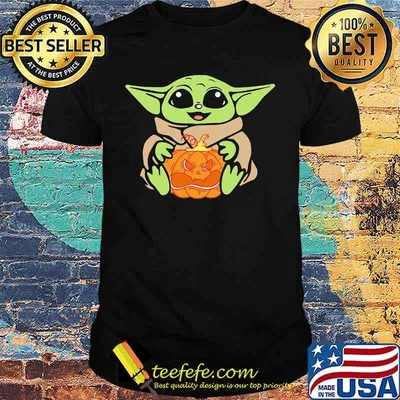 Baby yoda hug pumpkin happy halloween shirt