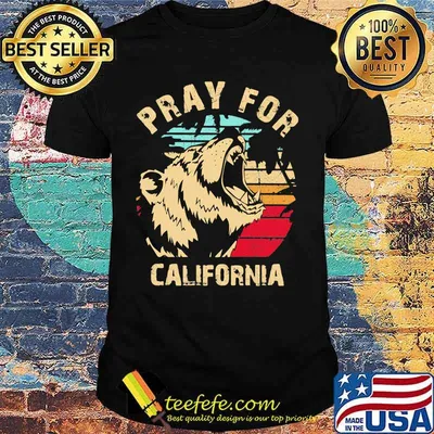 Bear pray for california vintage retro shirt