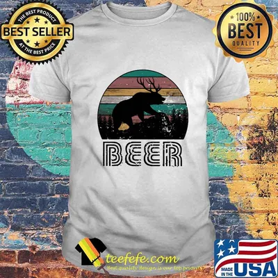 BEER DEER BEAR SUNSET VINTAGE RETRO SHIRT