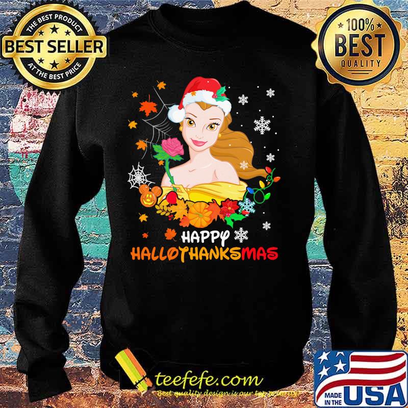 Belle happy hallothanksmas halloween thanksgiving christmas s Sweater Belle happy hallothanksmas halloween thanksgiving christmas s Sweater