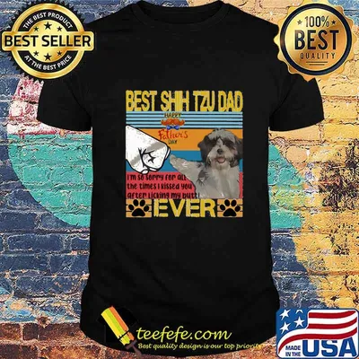 Best Shih Tzu Dad Ever Happy Father's Day Dog Vintage Retro Shirt