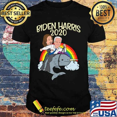 Biden Harris 2020 Narwhale Rainbow Funny Joe Kamala Democrat T-Shirt