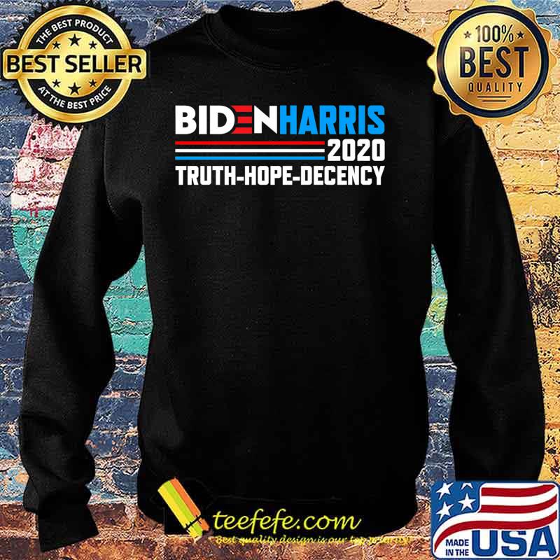 Biden Harris 2020 Truth Hope Decency Political Button Premium T-Shirt Sweater Biden Harris 2020 Truth Hope Decency Political Button Premium T-Shirt Sweater