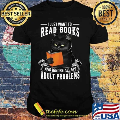Black cat i just want to read books and ignore all my adult problems shirt