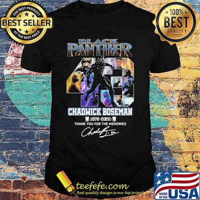 Black panther 43 rip chadwick actor 1976 2020 thank you for the memories signature shirt
