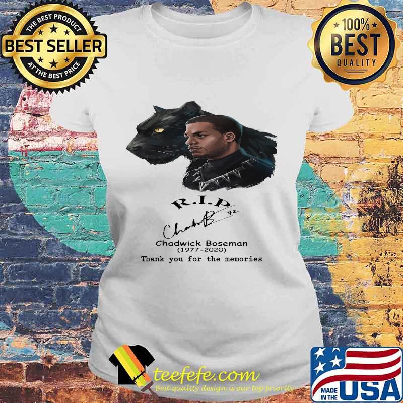 Black panther rip chadwick 1977 020 thank you for the memories signature s Laides tee Black panther rip chadwick 1977 020 thank you for the memories signature s Laides tee