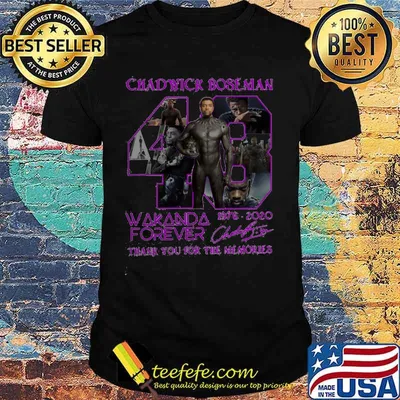 Black panther rip chadwick 43 wakanda forever 1976 2020 thank you for the memories signature shirt