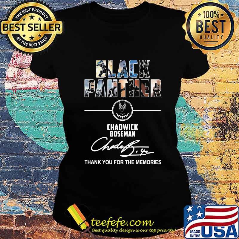 Black panther rip chadwick thank you for the memories signature actor s Ladies tee Black panther rip chadwick thank you for the memories signature actor s Ladies tee