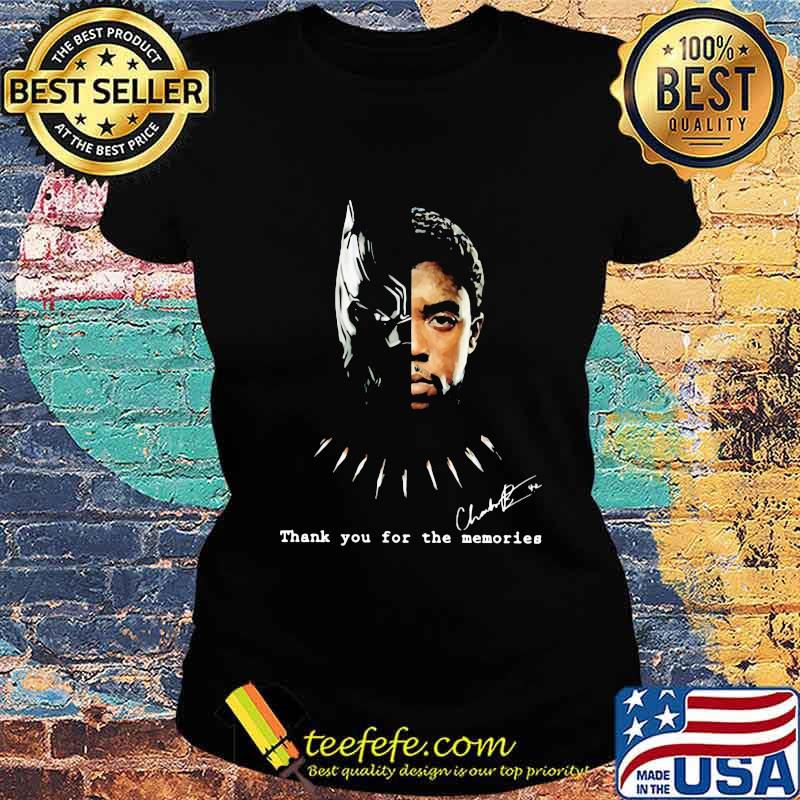Black panther rip chadwick thank you for the memories signature s Ladies tee Black panther rip chadwick thank you for the memories signature s Ladies tee