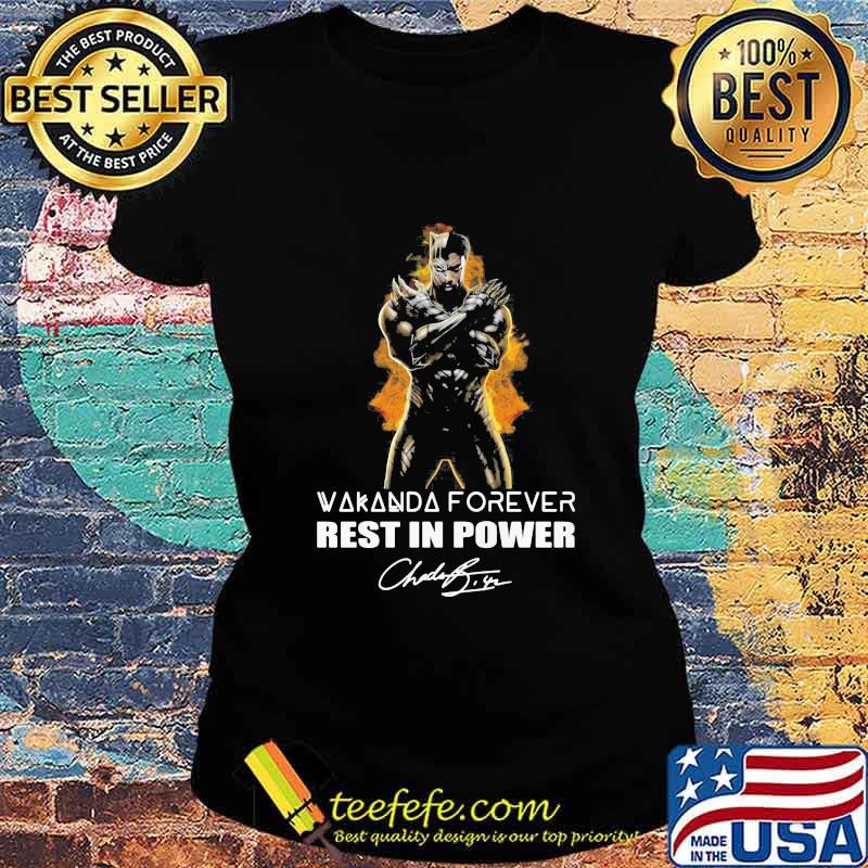 Black panther rip chadwick wakanda forever rest in power signature s Ladies tee Black panther rip chadwick wakanda forever rest in power signature s Ladies tee