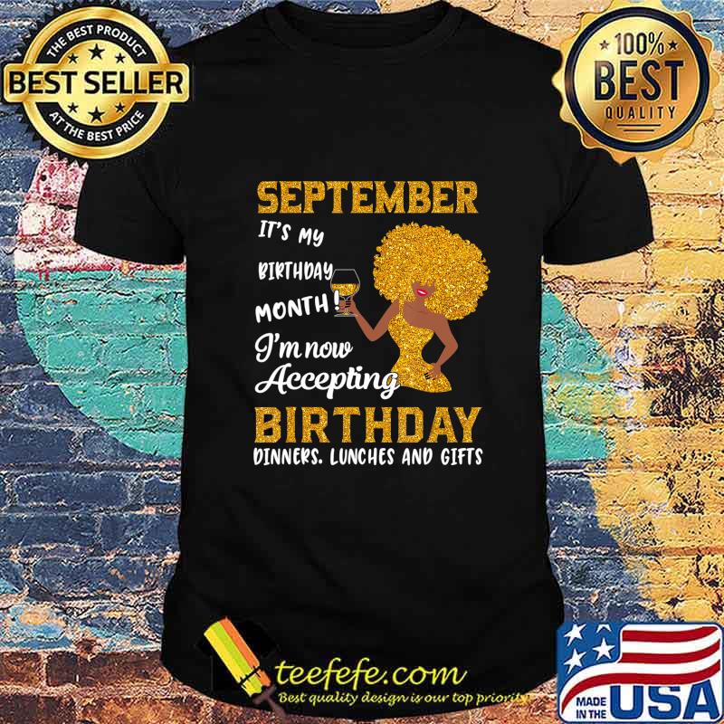 Black Women September Birthday Virgo Queens Libra Girl Gifts T-Shirt
