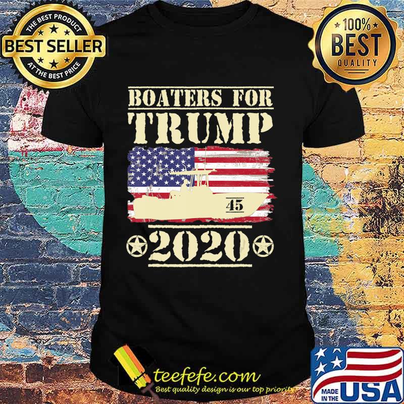 Boaters For Trump 2020 45 Vintage American Flag Boating T-Shirt
