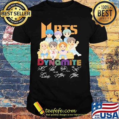 Bts band chibi members dynamite album signatures shirt