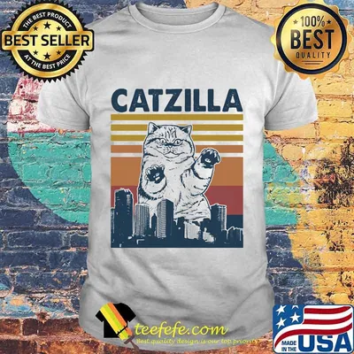 Cat catzilla vintage retro shirt