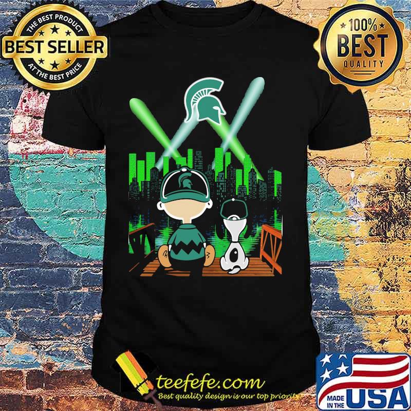 Charlie brown and snoopy michigan state university logo shirt