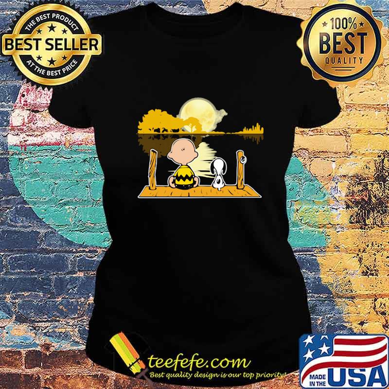 Charlie brown and snoopy seeing guitar river moon s Ladies tee Charlie brown and snoopy seeing guitar river moon s Ladies tee