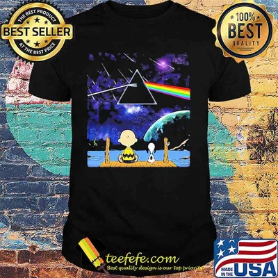 Charlie brown and snoopy seeing pink floyd band shirt