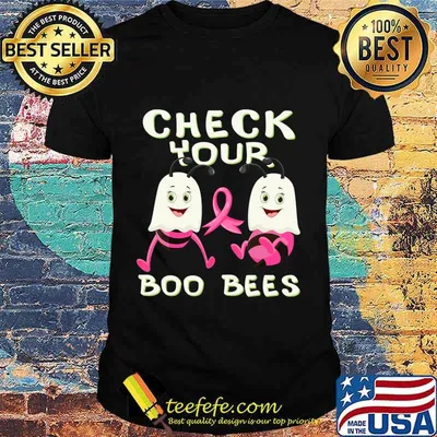 Check Your Boo Bees breast cancer ghost halloween Ribon fun T-Shirt
