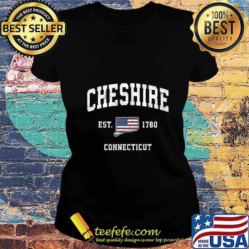 Cheshire Connecticut CT Vintage American Flag Sports Design T-Shirt Ladies tee Cheshire Connecticut CT Vintage American Flag Sports Design T-Shirt Ladies tee