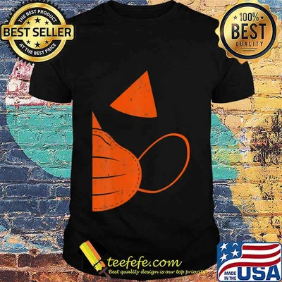 Couple Halloween Pumpkin wearing mask Costume Gift T-Shirt