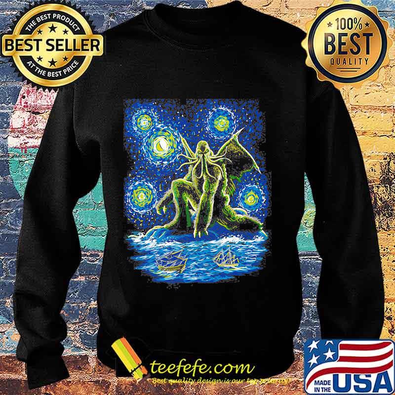 Cthulhu's Starry Night At Sea Shirt Sweater Cthulhu's Starry Night At Sea Shirt Sweater