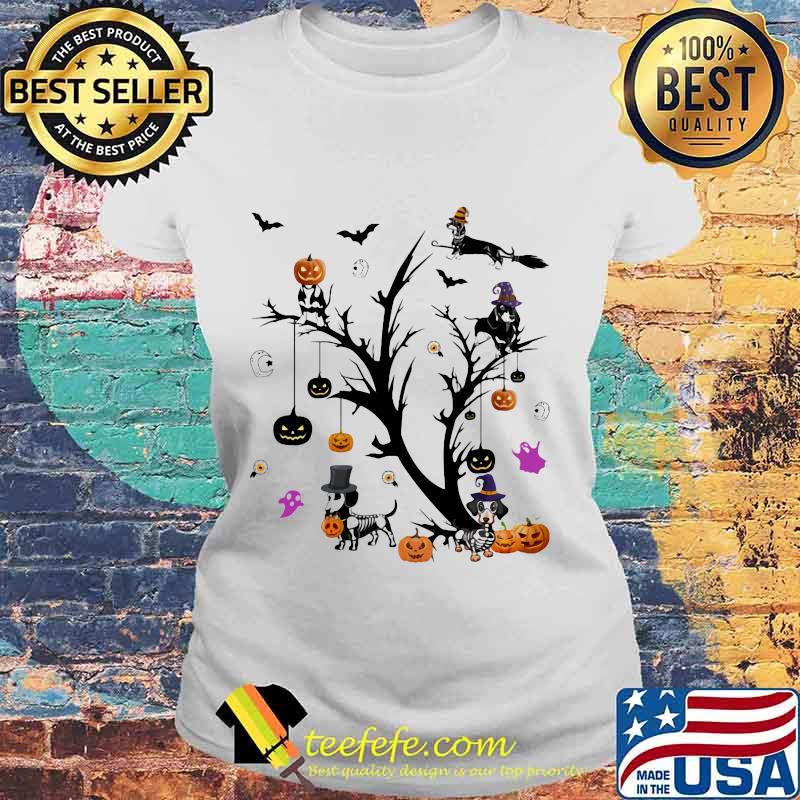 Dachshund Halloween Tree Pumpkin Shirt Laides tee Dachshund Halloween Tree Pumpkin Shirt Laides tee